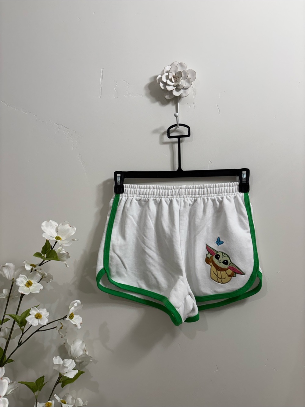 Baby Yoda White & Green Shorts